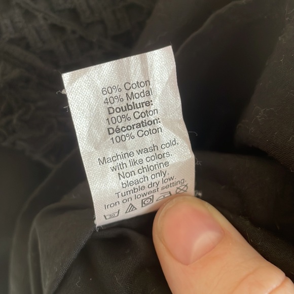 Madewell Black Cotton Sundream Embroidered Knit Fringe Pocket Dress Size 2 - Picture 7 of 7